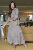 Paloma Bubble Hem Midi Skirt Mocha